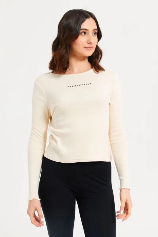 Women Beige Perspective Print T-Shirt sold by Redtag