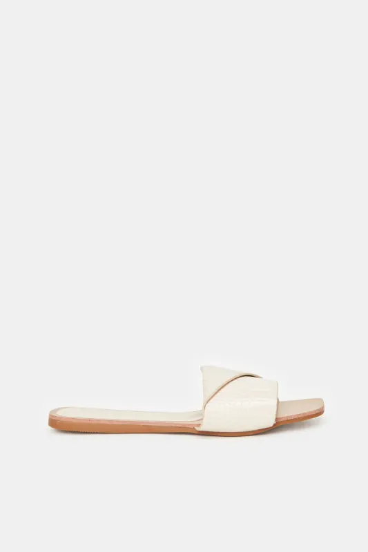 Women Beige Croc Effect Mule sold by Redtag