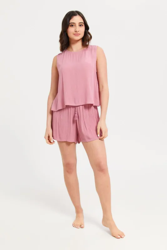 Women Pink Sleeveless Cami Set sold by Redtag