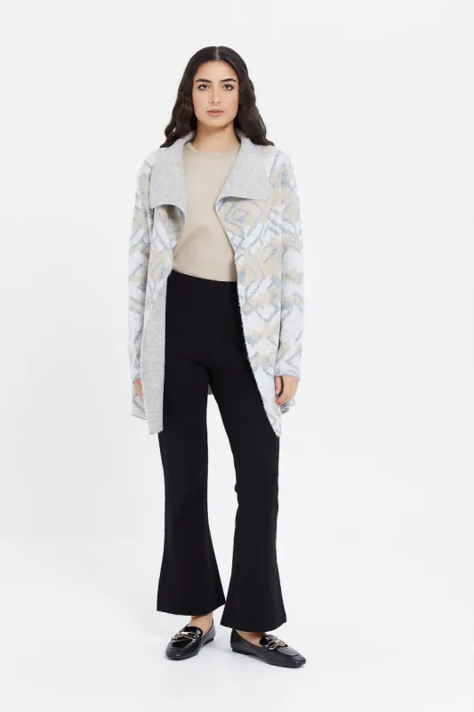 Women Grey Knitted Cardigan sold by Redtag