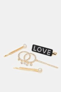 Women Gold Embellished Hair Clip (Pack of 4) sold by Redtag