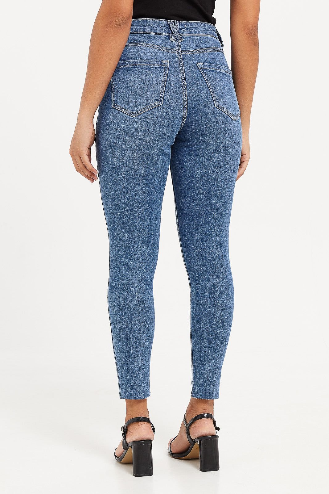 Women Blue High Waist Skinny Fit Jeans sold by Redtag product image thumbnail 3