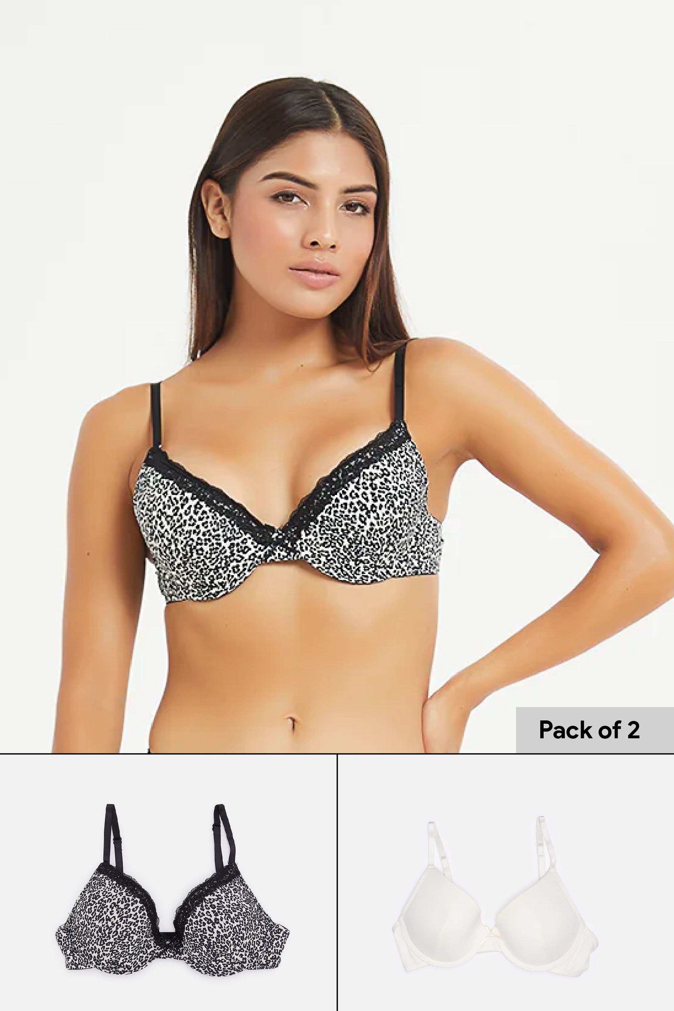 Women Assorted Printed Plunge Bras (Pack Of 2) sold by Redtag