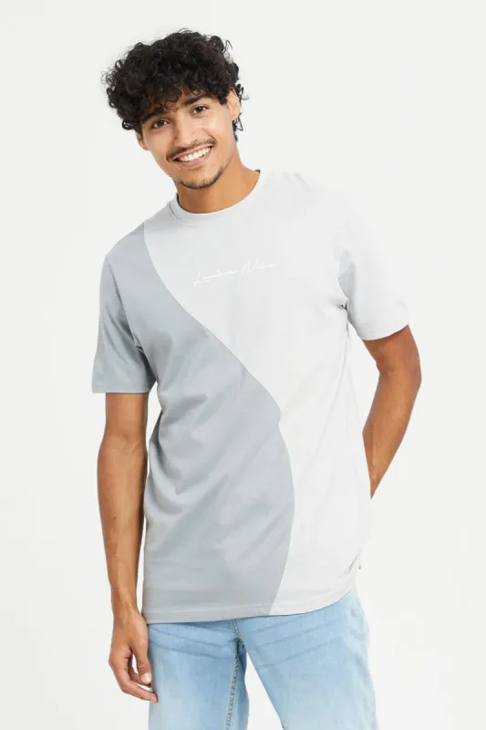 Men Charcoal Color Block T-Shirt sold by Redtag