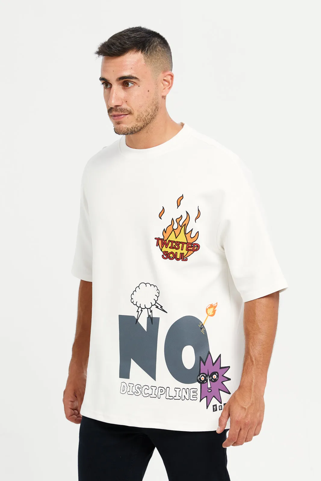 Men White Printed T-Shirt sold by Redtag