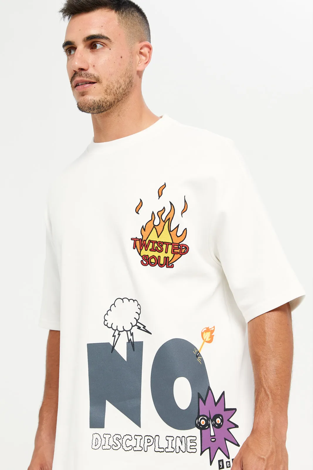 Men White Printed T-Shirt sold by Redtag product image thumbnail 4