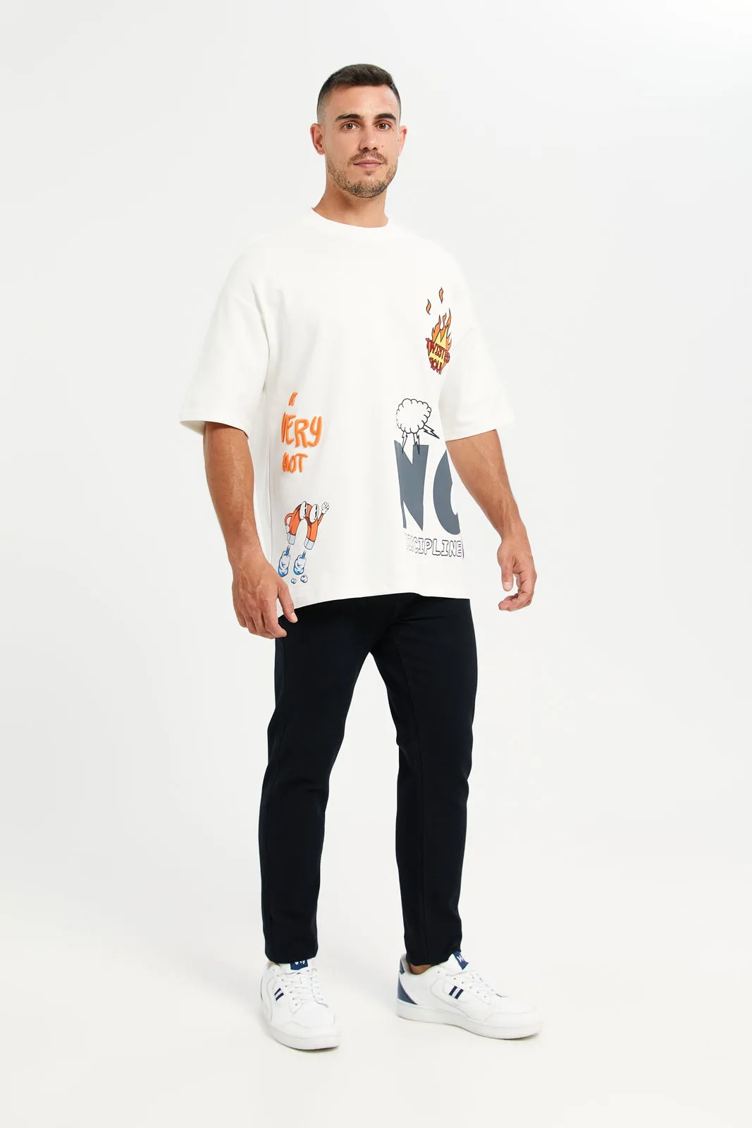Men White Printed T-Shirt sold by Redtag product image thumbnail 2