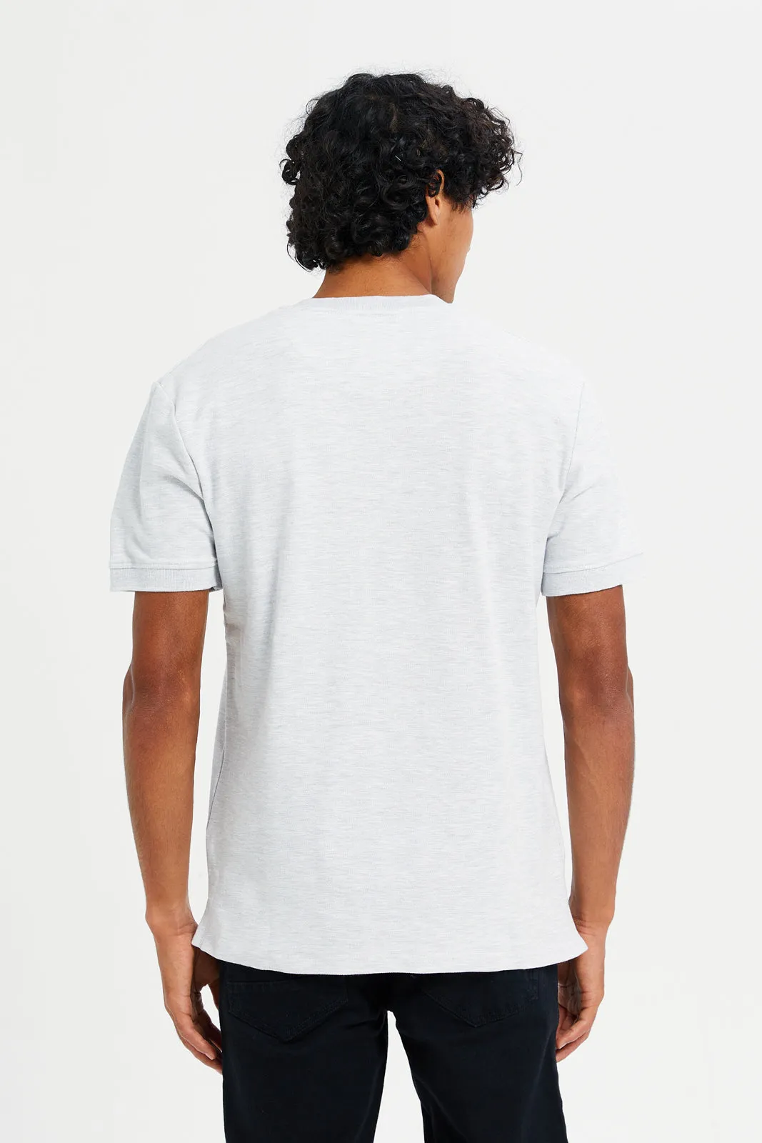 Men Grey Henley Polo Shirt sold by Redtag product image thumbnail 3