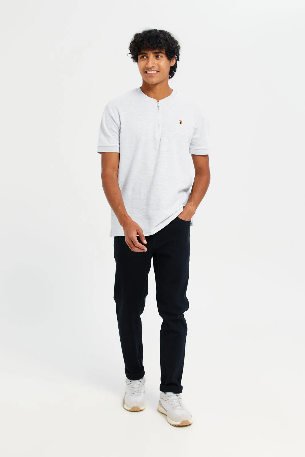 Men Grey Henley Polo Shirt sold by Redtag product image thumbnail 2