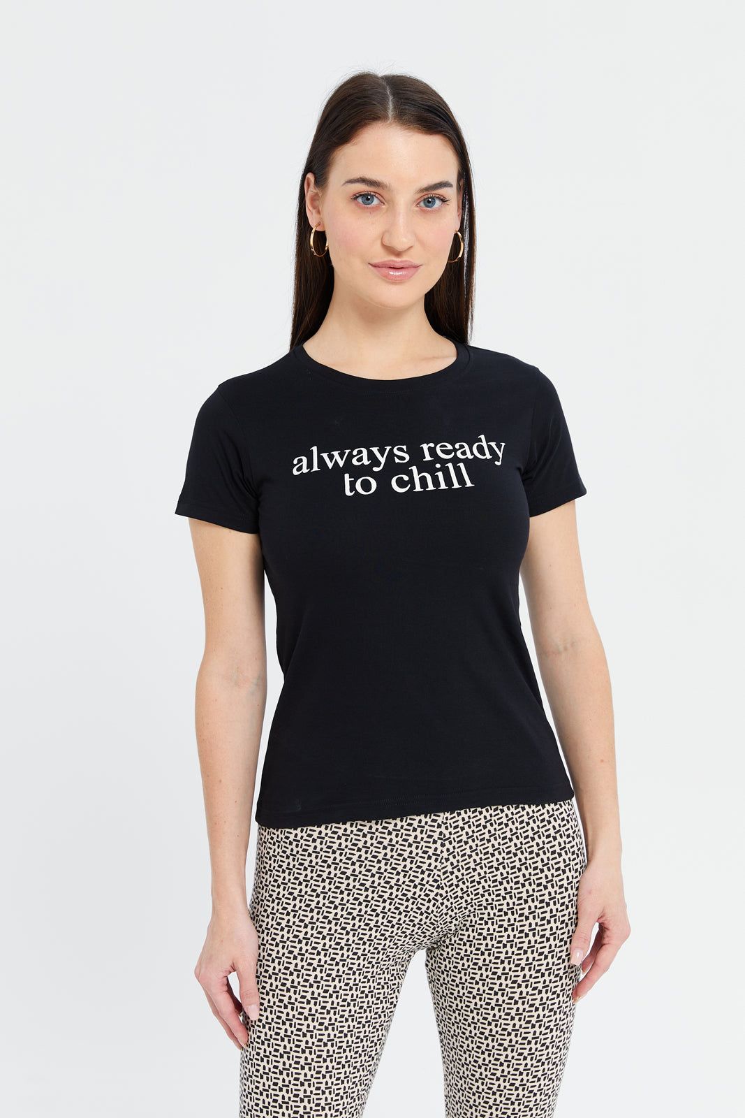 Women Black Chill Printed T-Shirt sold by Redtag