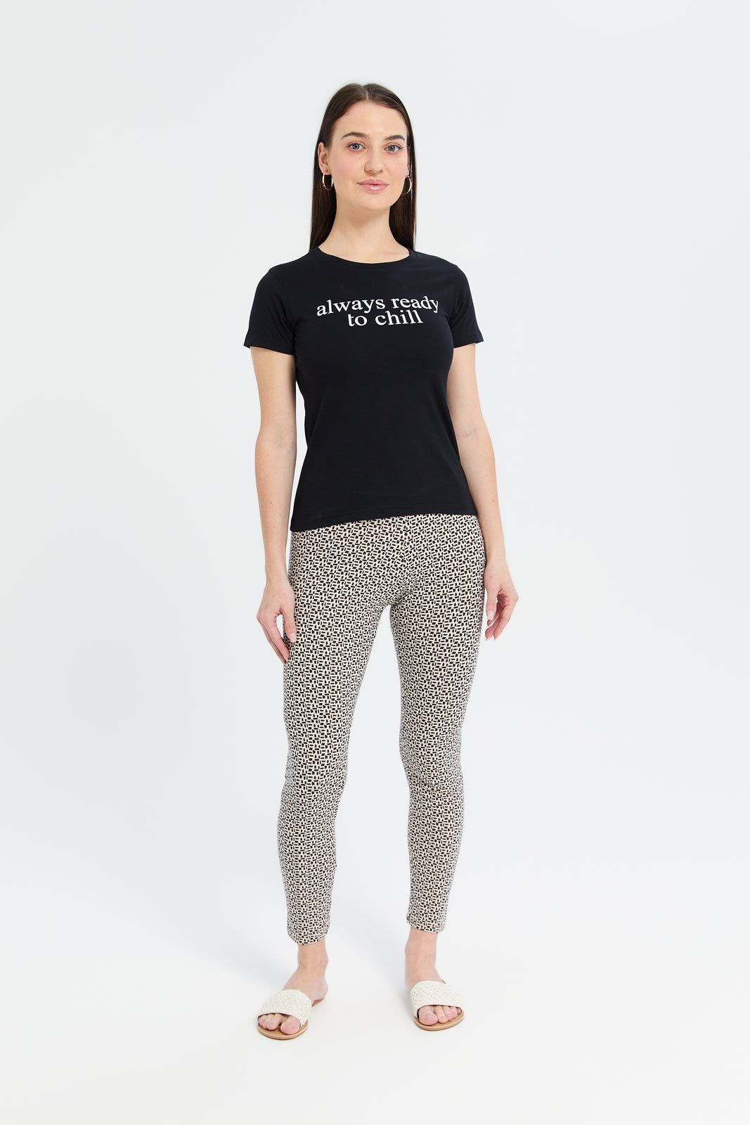 Women Black Chill Printed T-Shirt sold by Redtag product image thumbnail 2