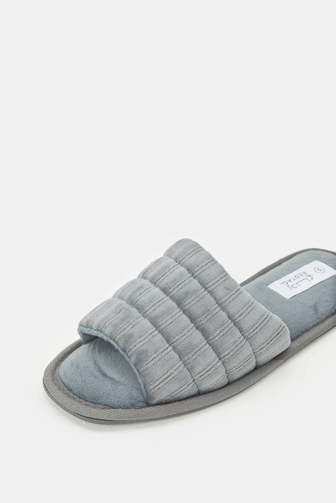 Women Grey Ribbed Textured Slippers sold by Redtag product image thumbnail 3
