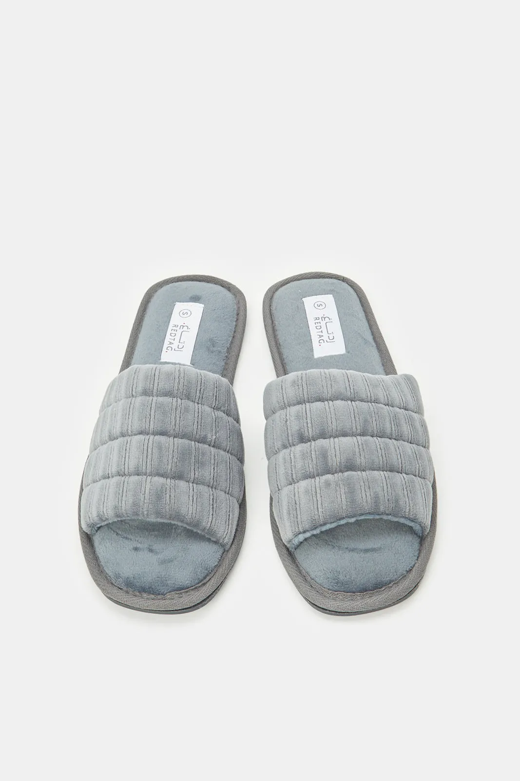 Women Grey Ribbed Textured Slippers sold by Redtag product image thumbnail 2