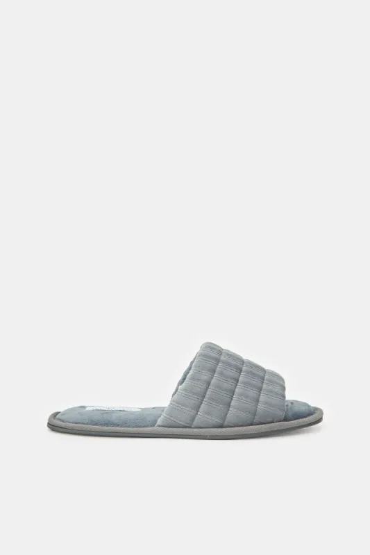 Women Grey Ribbed Textured Slippers sold by Redtag