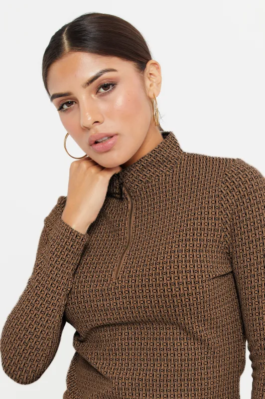 Women Brown Turtle Neck Top sold by Redtag