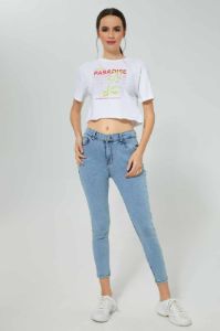 White Cropped T-Shirt For Women sold by Redtag
