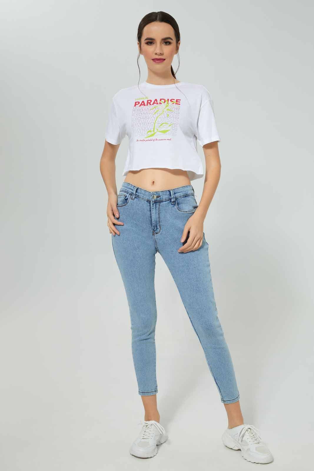 White Cropped T-Shirt For Women sold by Redtag product image thumbnail 2