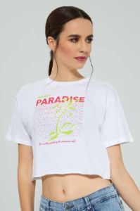 White Cropped T-Shirt For Women sold by Redtag