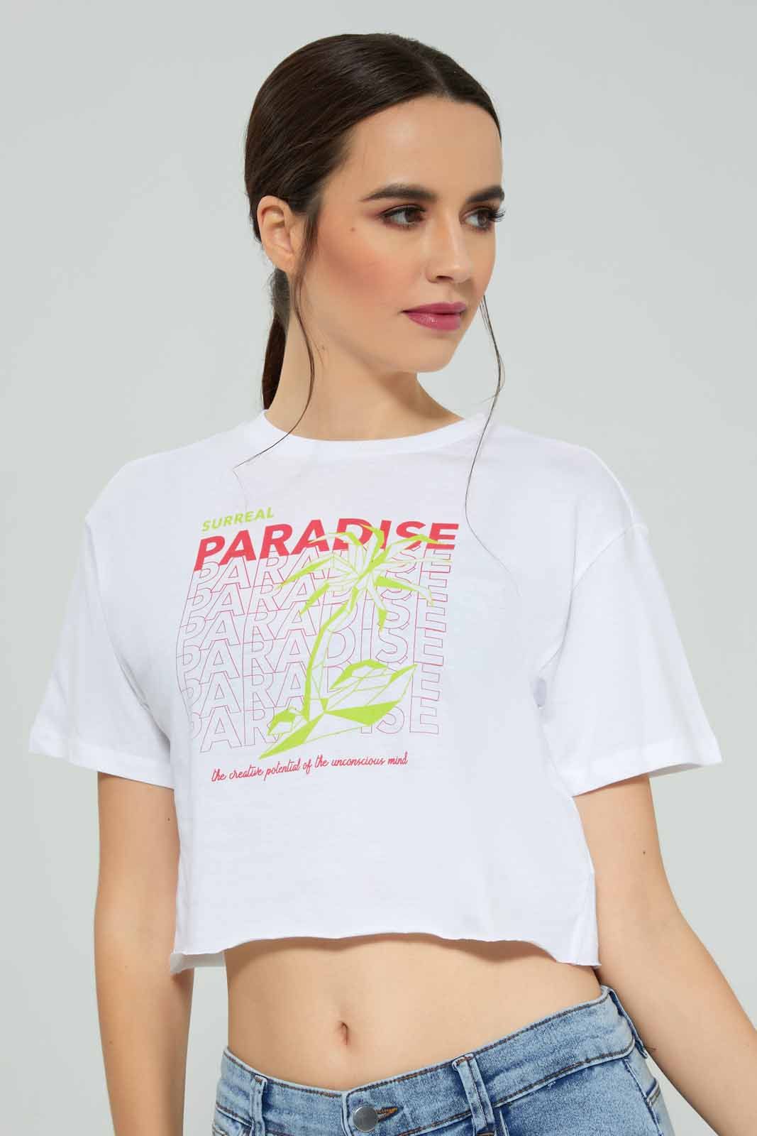 White Cropped T-Shirt For Women sold by Redtag