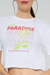 White Cropped T-Shirt For Women sold by Redtag