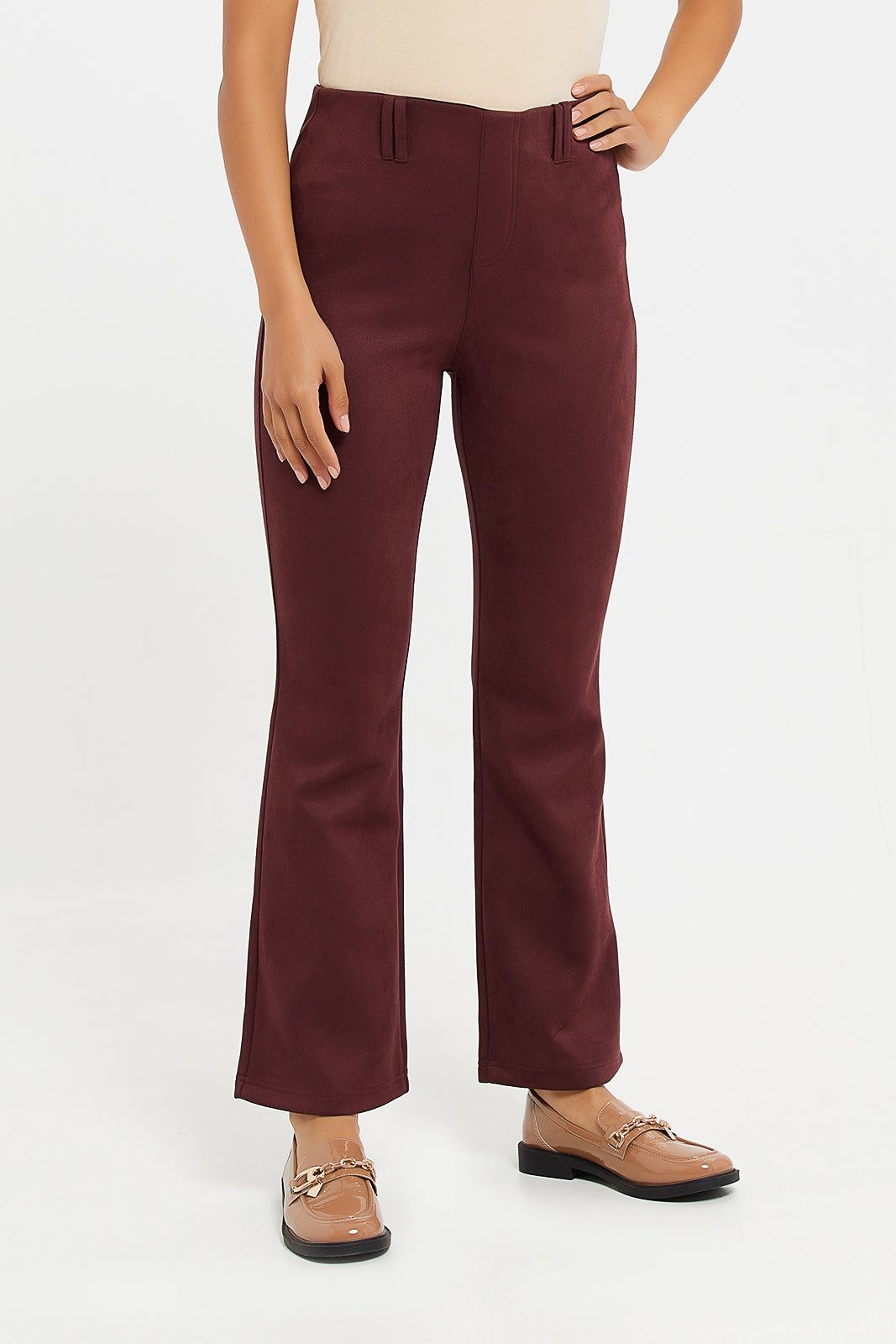 Women Burgundy Wide Leg Pants sold by Redtag