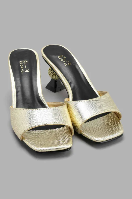Gold Sculptured Heel Mule sold by Redtag