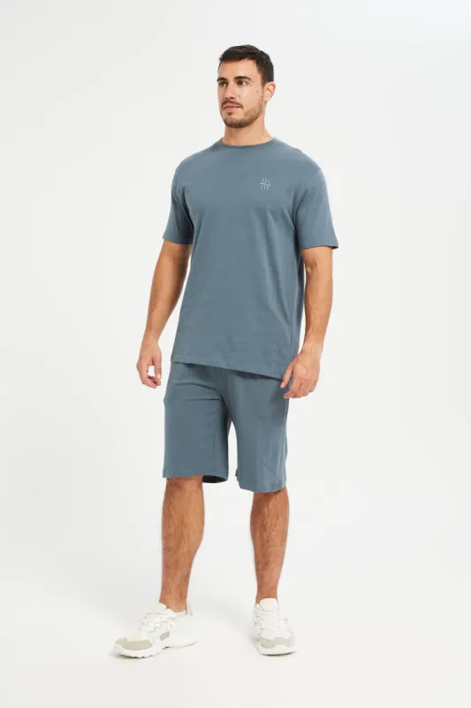 Men Blue Short Sleeves Pyjama Set (2 Piece) sold by Redtag