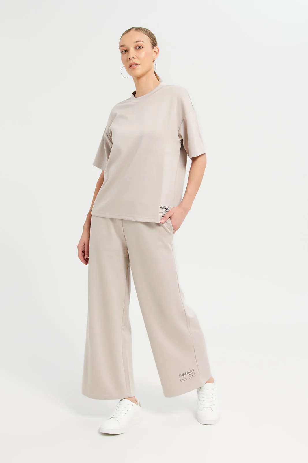 Women Beige Straight Leg Active Pants sold by Redtag product image thumbnail 2