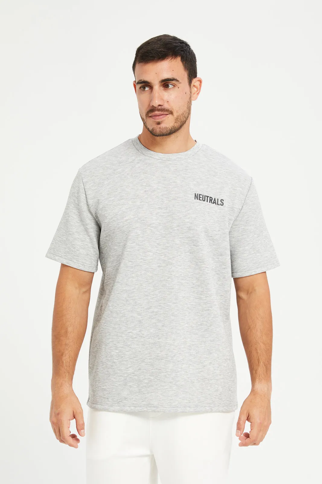Men Grey Back Print Active T-Shirt sold by Redtag