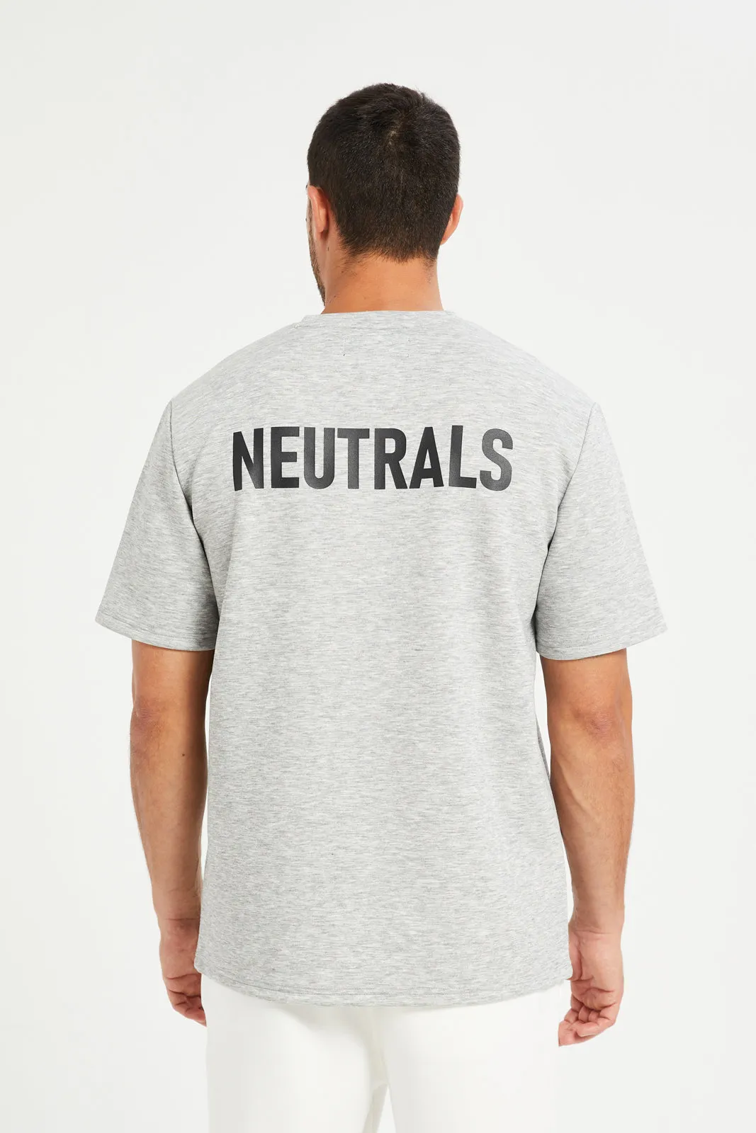 Men Grey Back Print Active T-Shirt sold by Redtag product image thumbnail 3