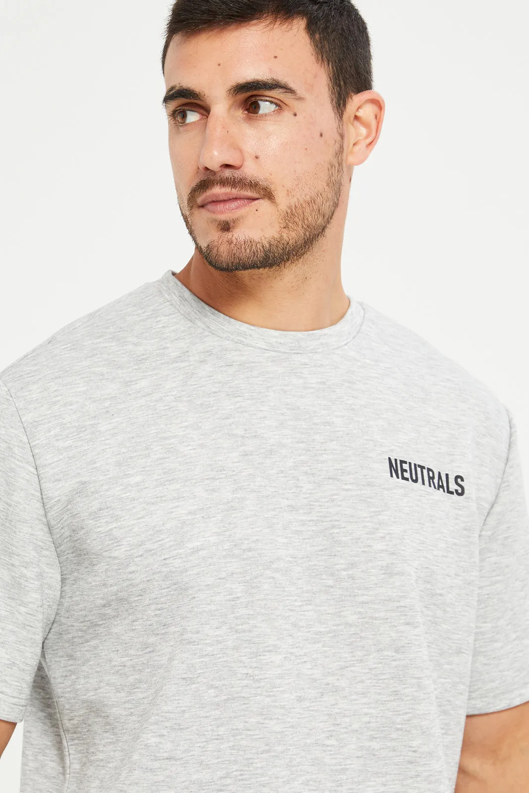 Men Grey Back Print Active T-Shirt sold by Redtag product image thumbnail 4