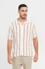 Men White And Orange Striped Resort Shirt sold by Redtag