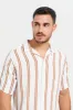 Men White And Orange Striped Resort Shirt sold by Redtag