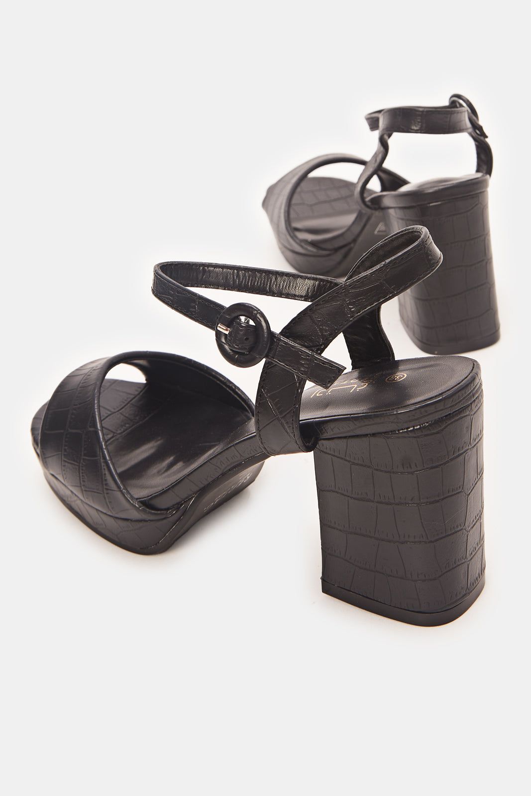 Women Black Croc Platform Heels sold by Redtag product image thumbnail 4