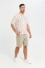Men White And Orange Striped Resort Shirt sold by Redtag