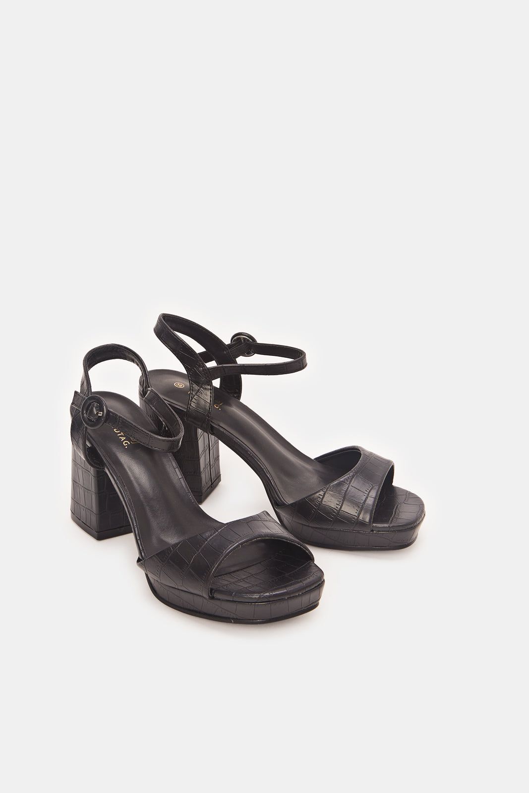 Women Black Croc Platform Heels sold by Redtag product image thumbnail 2