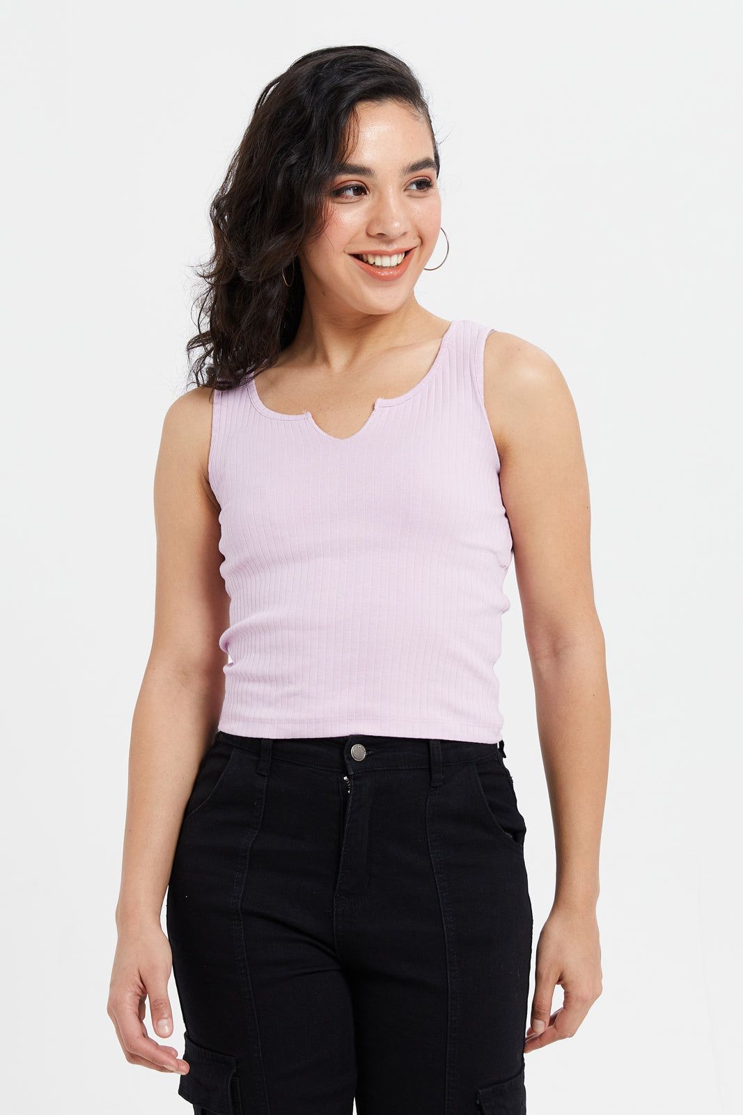 Women Lilac V-Neck Sleeveless Vest sold by Redtag