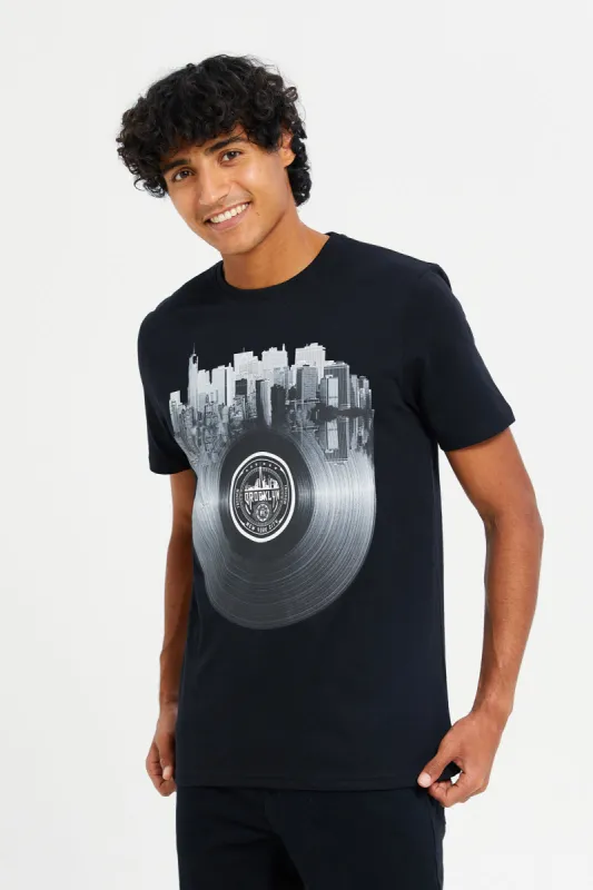 Men Black Graphic T-Shirt sold by Redtag