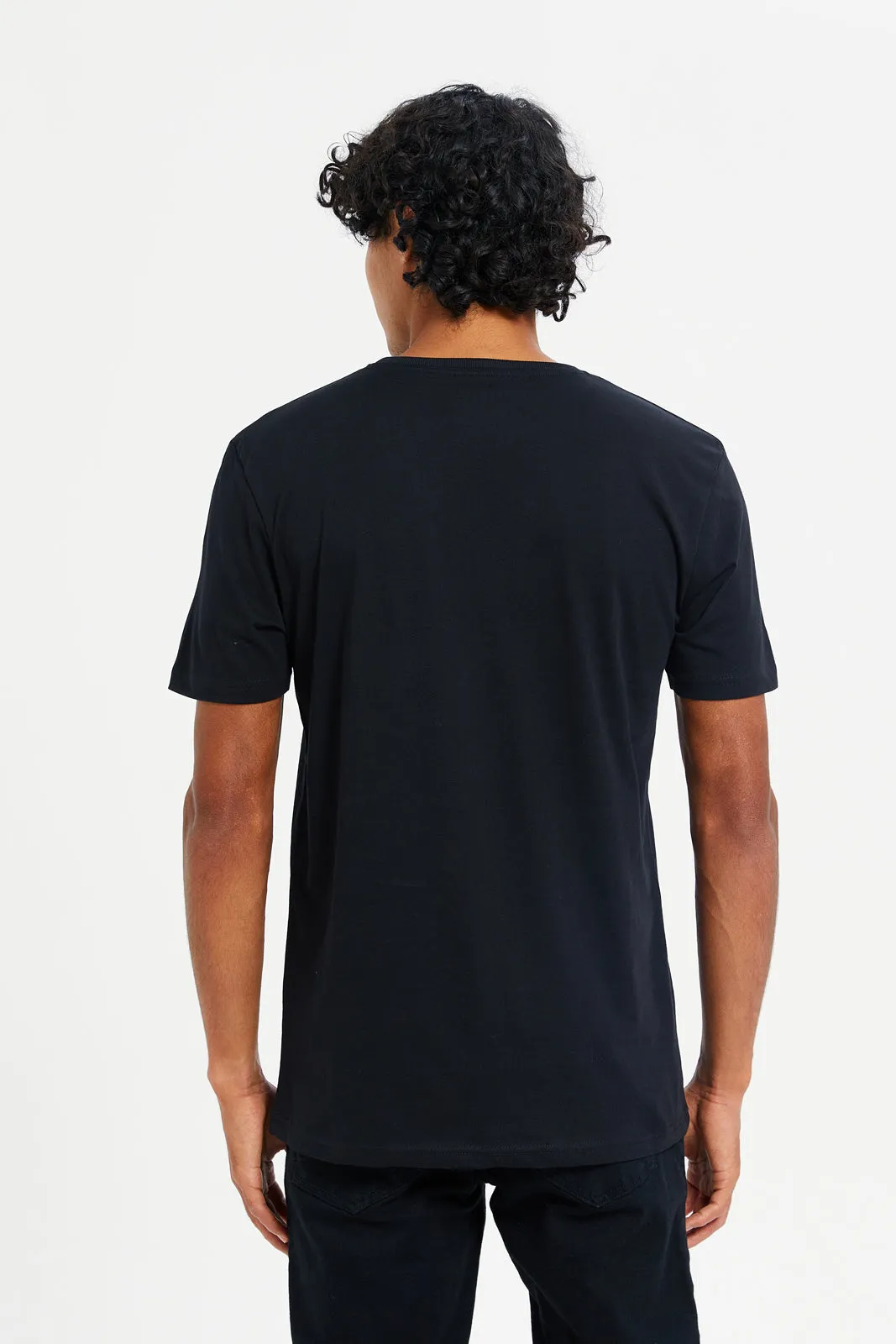 Men Black Graphic T-Shirt sold by Redtag product image thumbnail 3