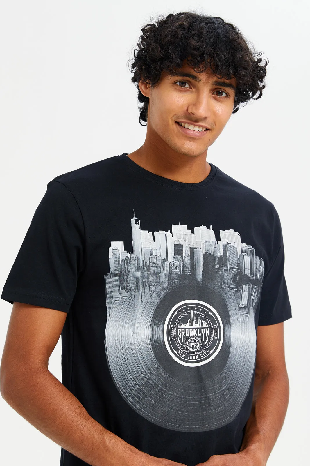 Men Black Graphic T-Shirt sold by Redtag product image thumbnail 4