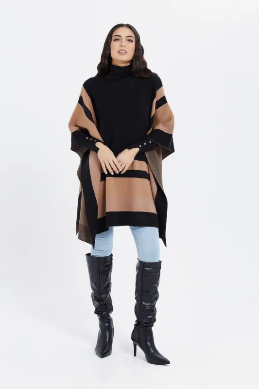 Women Assorted Striped Poncho Pullover sold by Redtag
