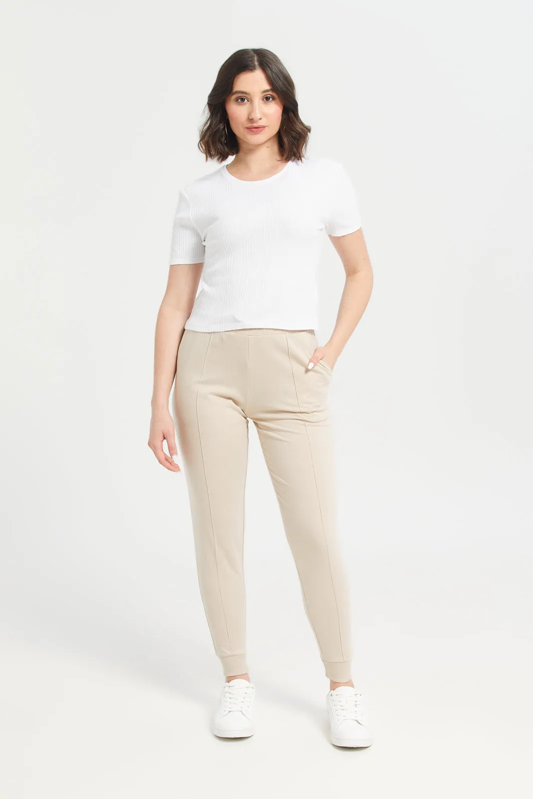 Women Beige Joggers sold by Redtag product image thumbnail 2