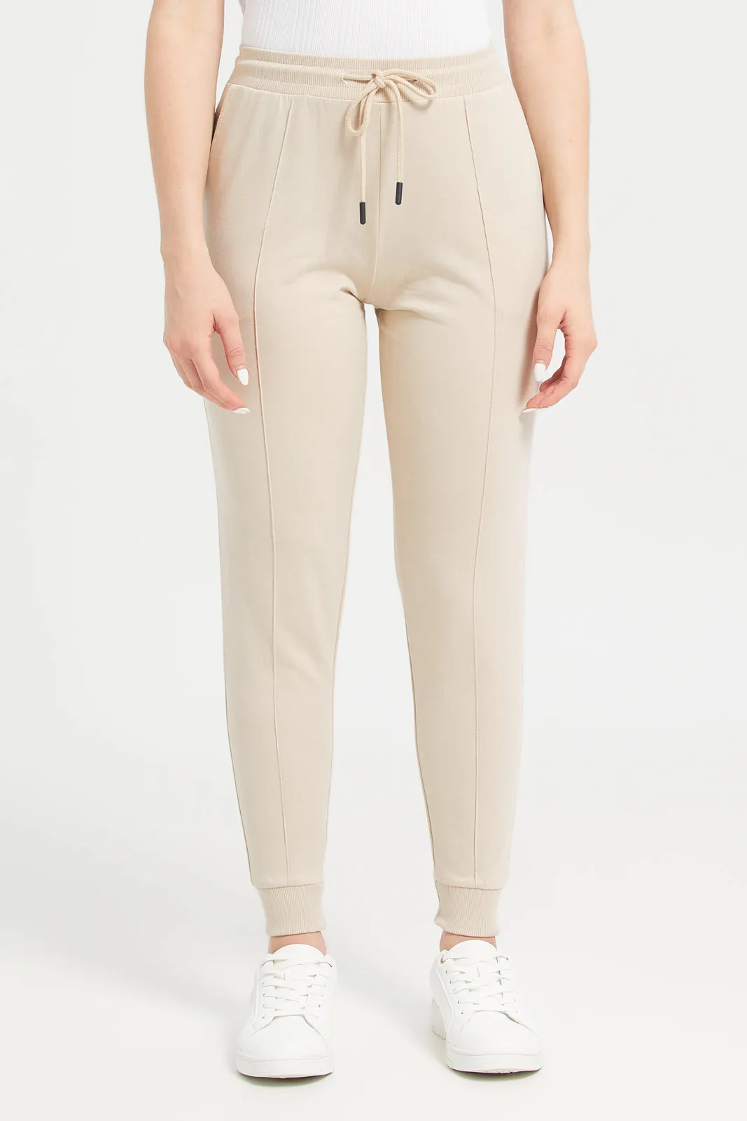 Women Beige Joggers sold by Redtag