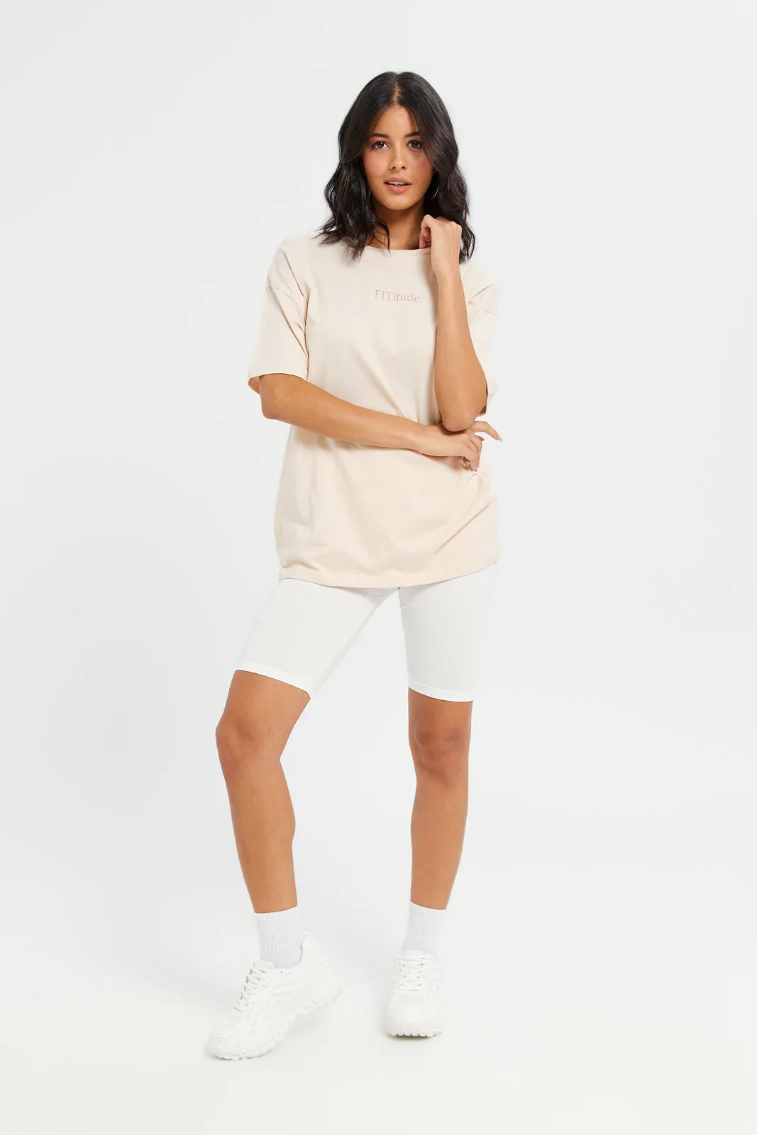 Women Beige Printed Active T-Shirt sold by Redtag product image thumbnail 2