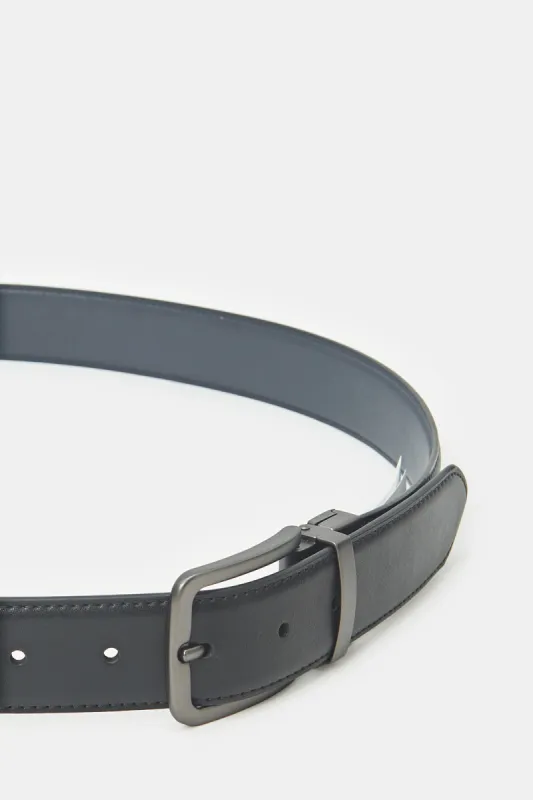 Men Black And Navy Belt With Twist Buckle sold by Redtag