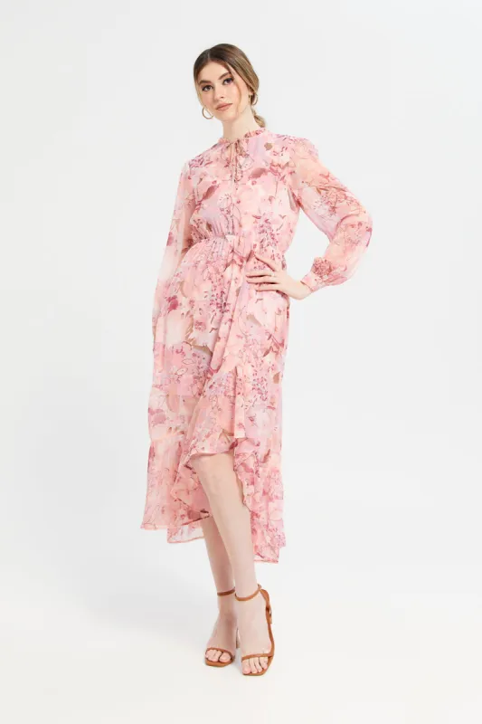 Women Pink Printed Dress sold by Redtag