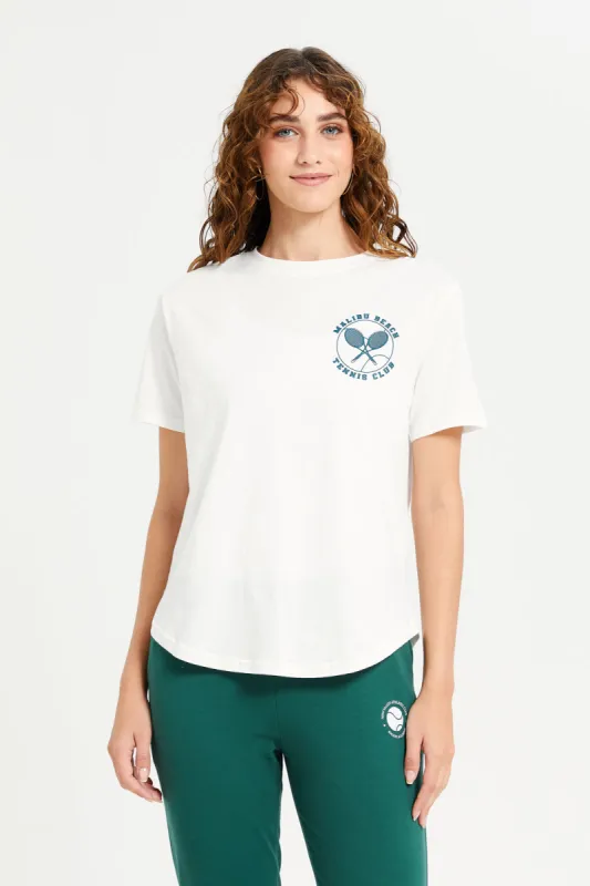 Women Ivory Placement Print T-Shirt sold by Redtag