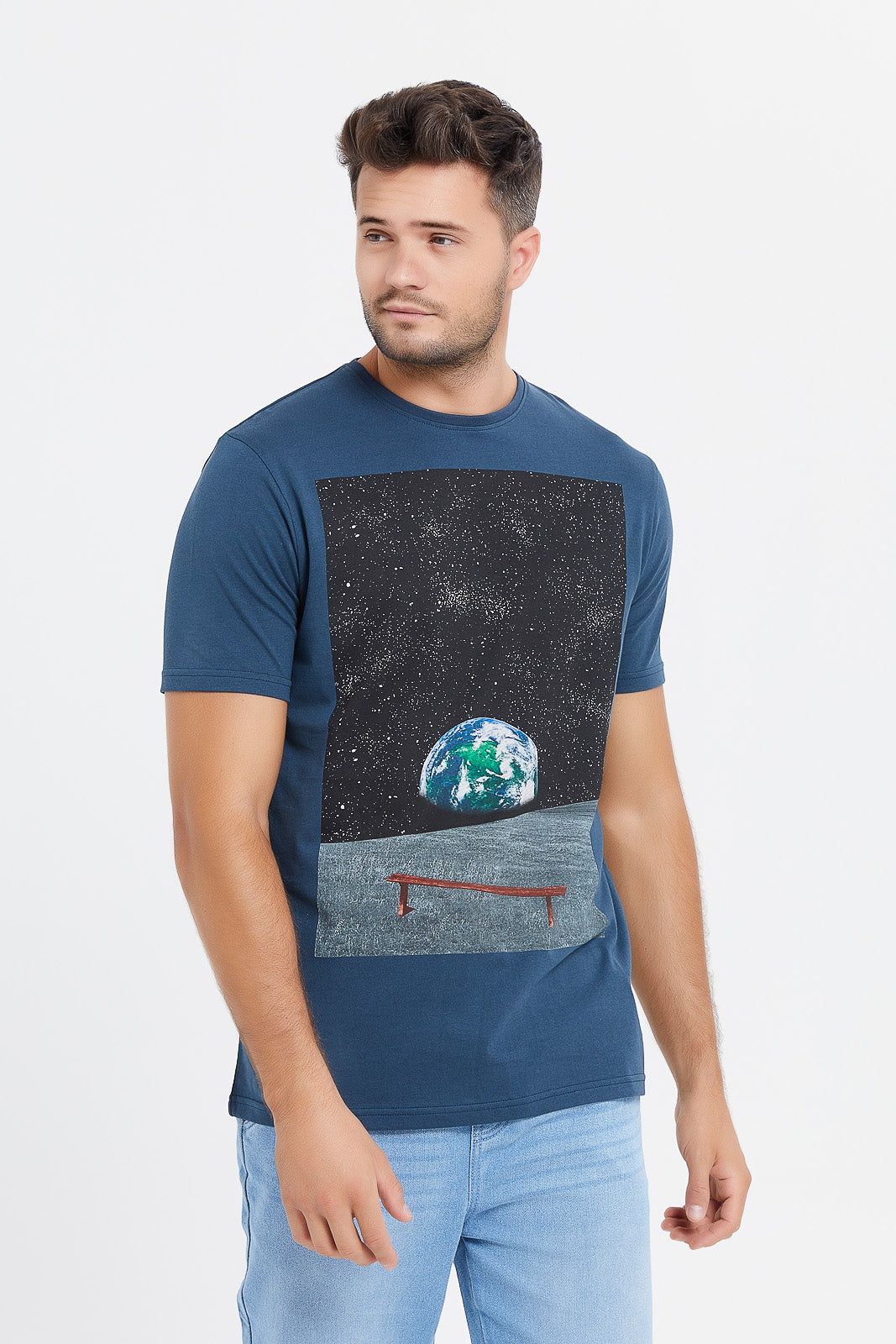 Men Blue Graphic T-Shirt sold by Redtag