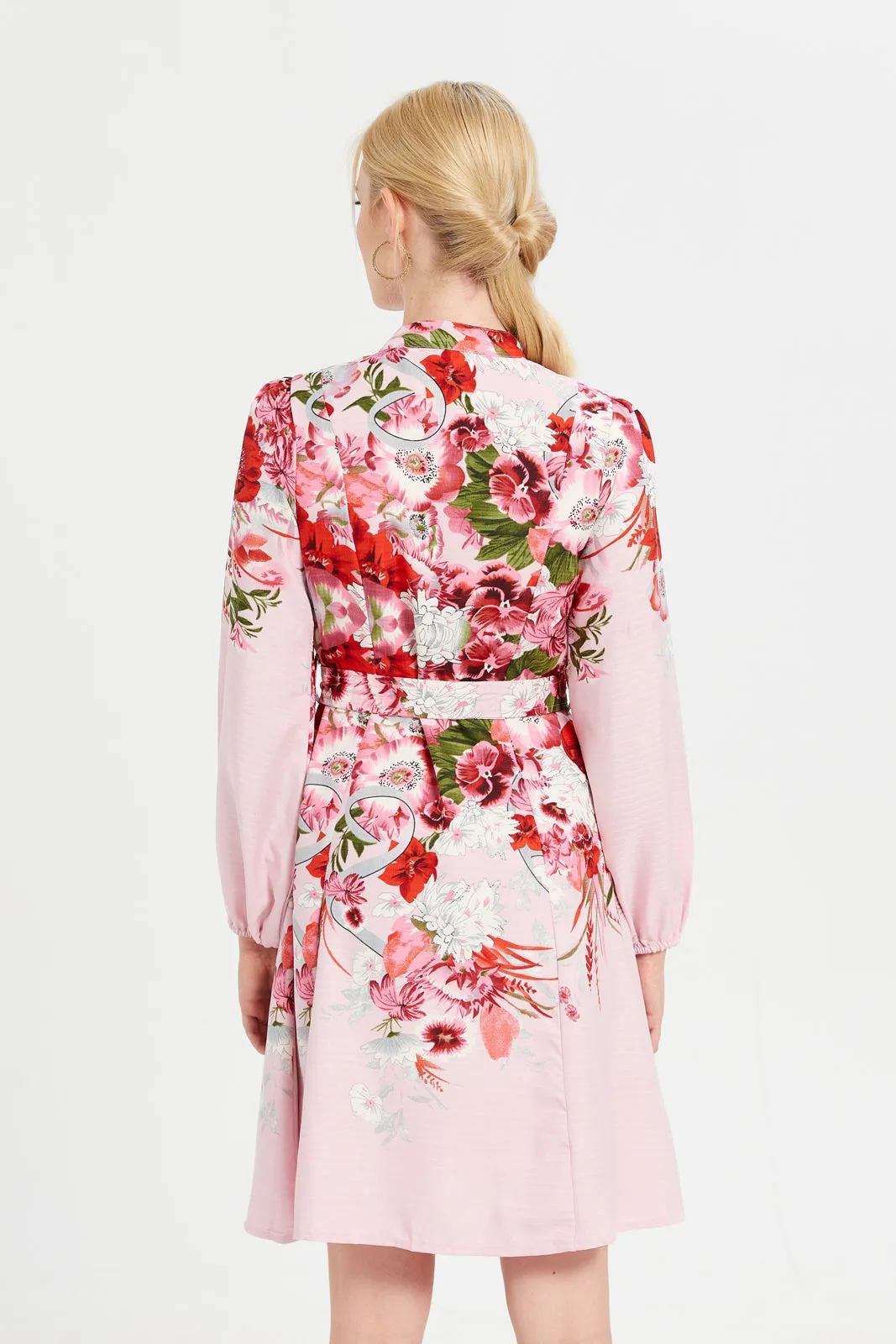Women Red Floral Printed Buttoned Dress sold by Redtag product image thumbnail 3