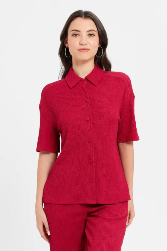 Women Fuchsia Textured Top sold by Redtag